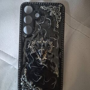 Black Decorative Heart Cross Phone Case SAMSUNG S25 - Unbranded